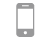Icono con la silueta en gris de un teléfono inteligente con pantalla táctil