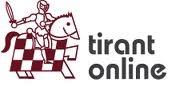 Logotipo de Tirant Online, con caballero medieval en armadura cabalgando con espada en alto