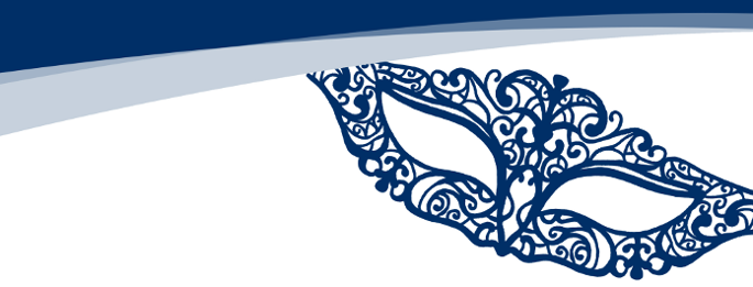 Máscara de carnaval en el tono azul del logo institucional de la ULPGC