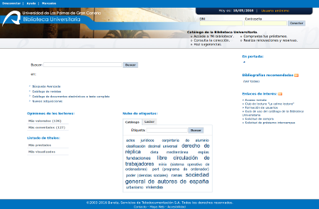 Vista del nuevo portal del catálogo de la Biblioteca Universitaria