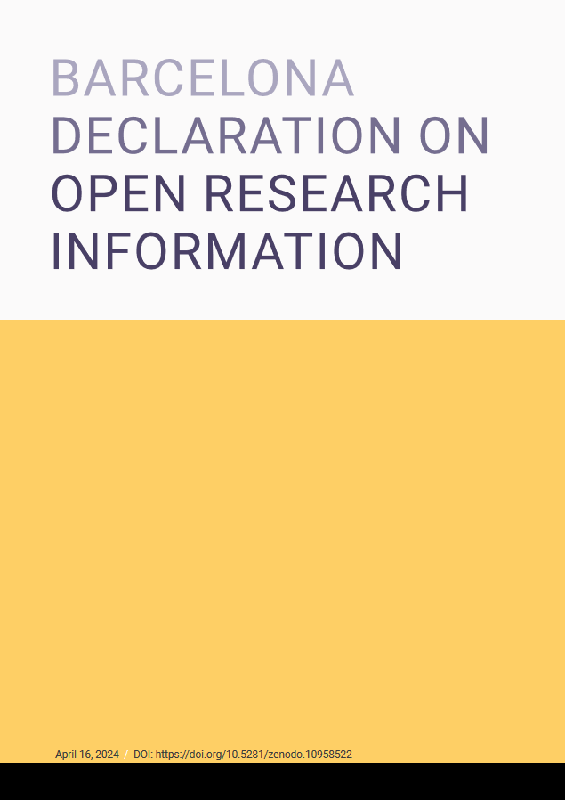 Portada de la Declaración de Barcelona sobre la Información Abierta de Investigación