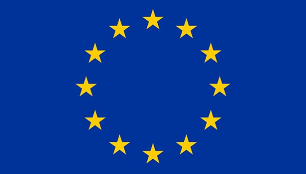 Bandera Unión Europea azul con estrellas 