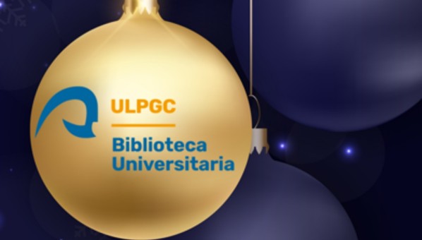 Cartel horario de Navidad de la Biblioteca Universitaria con imagen de bolas navideñas y logo institucional