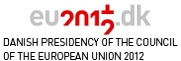 Logo con el texto eu2012.dk y el título Danish Presidency of the Council of the European Union 2012