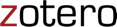 Logo de Zotero, compuesto por esta palabra en letras negras minúsculas sobre blanco, donde la letra zeta incial es roja.