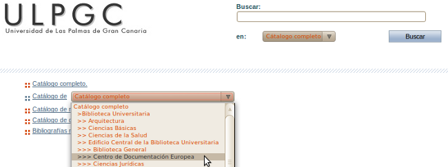 Vista del selector de colecciones del catálogo