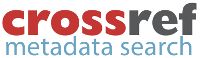 Logo con el texto "crossref" en la parte superior y "metadata search" como lema.
