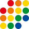 Logotipo formado por círculos de colores.
