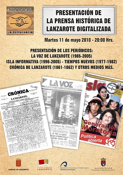 Cartel de la presentación de la prensa histórica digitalizada de Lanzarote