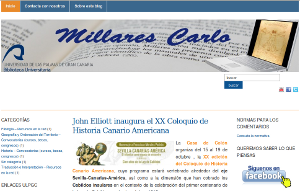 Vista reducida de la página de inicio del blog Millares Carlo