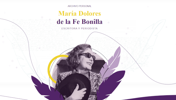 Sección de la página de inicio del portal, con retrato de María Dolores de la Fe