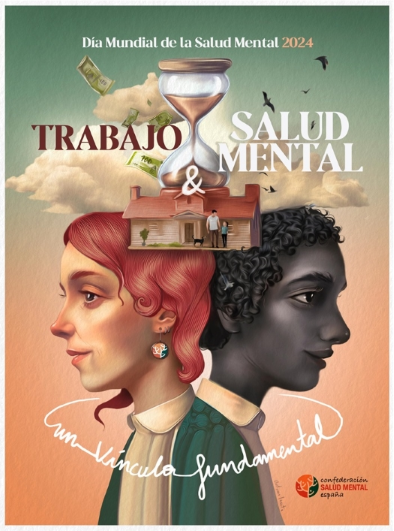 Cartel lema "Trabajo y salud Mental"