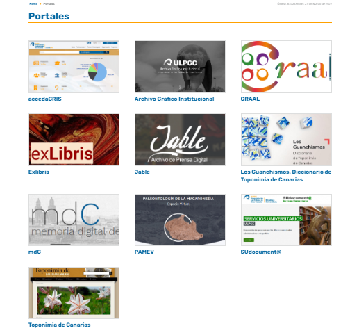Portales digitales de la Biblioteca Universitaria de Las Palmas de Gran Canaria