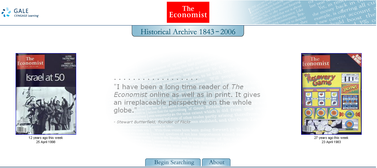 Portal de The Economist Historical Archive