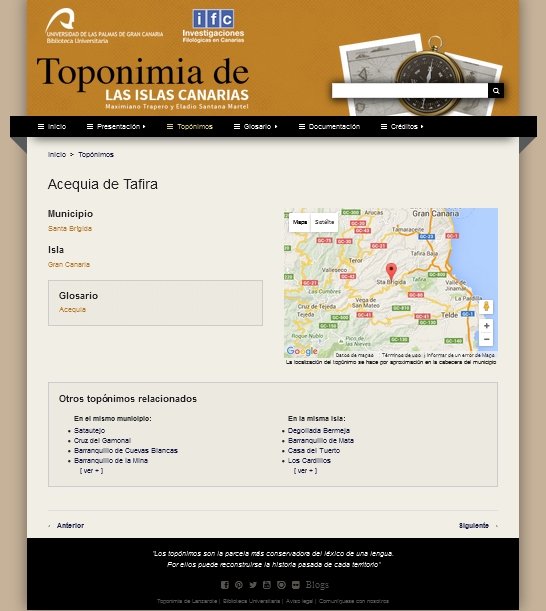 Portal web de la Toponimia de las Islas Canarias