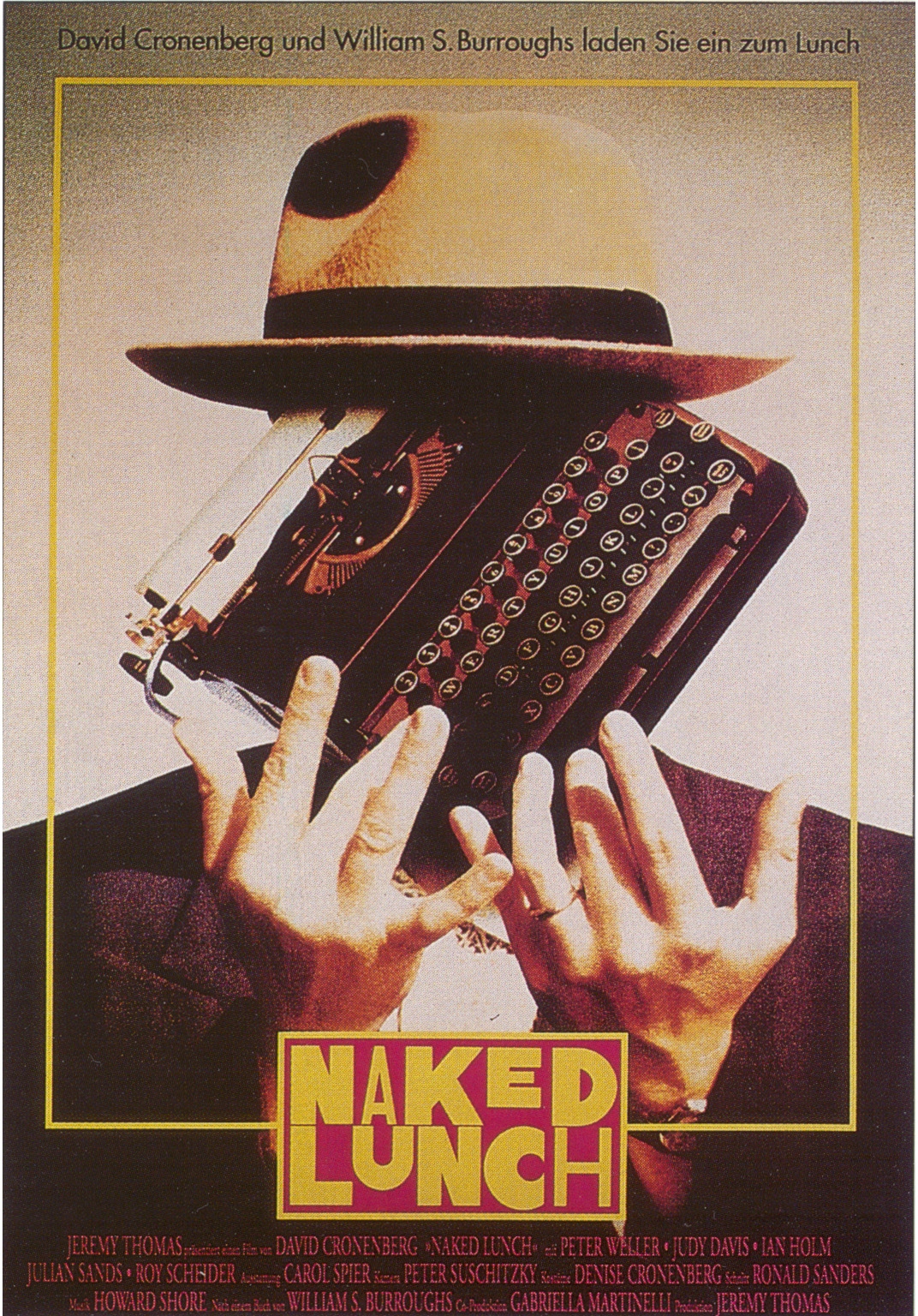 Cartel alemán de la película de David Cronenberg "El almuerzo desnudo"
