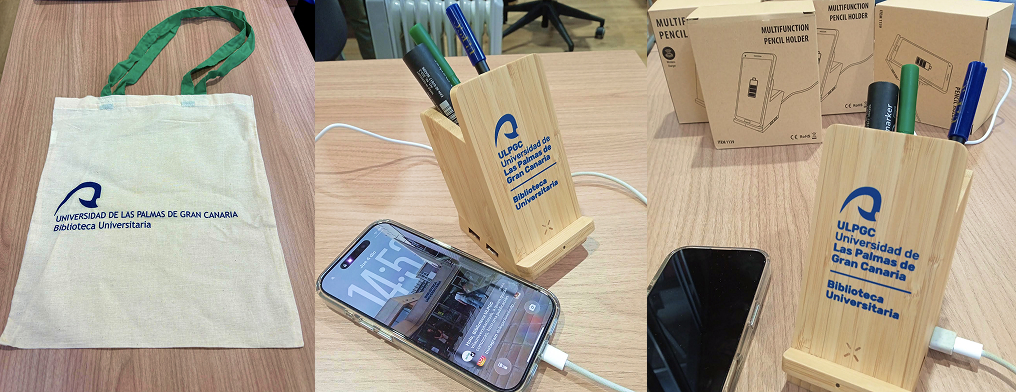 Set de regalos compuesto por una bolsa de tela y un lapicero cargador