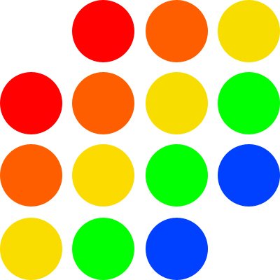 Logo de RCIDA compuesto por puntos multicolores organizados formando un rectángulo de 4 x 4 puntos