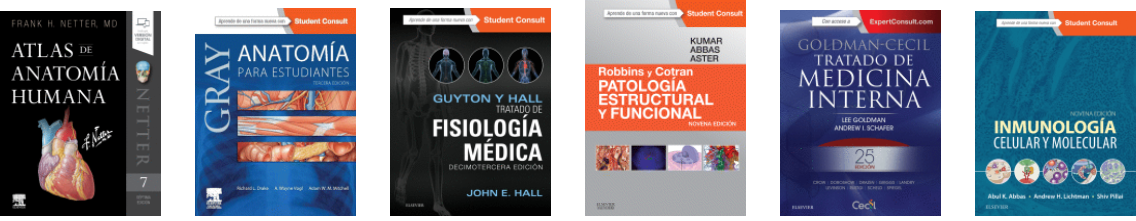 Vista de las cubiertas de los títulos más destacados de ClinicalKey