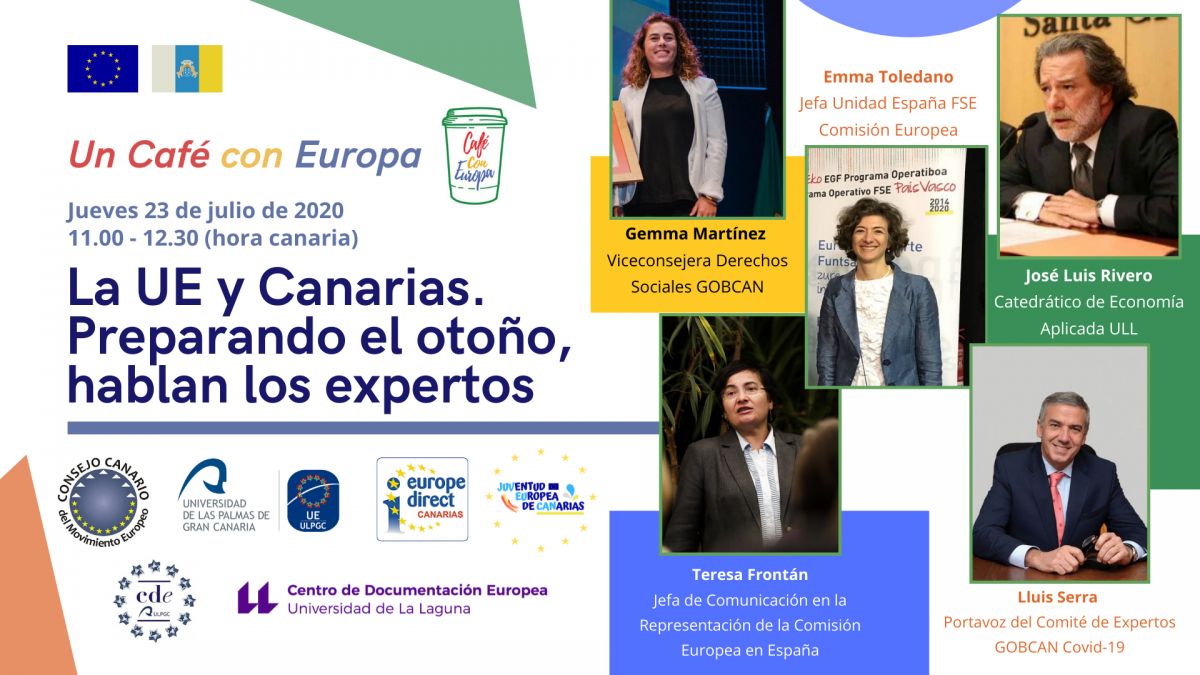 Cartel de convocatoria del evento "Canarias y la UE. Hablan los expertos"