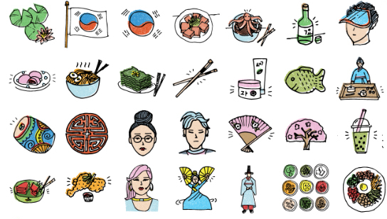 Iconos relativos a la cultura coreana.