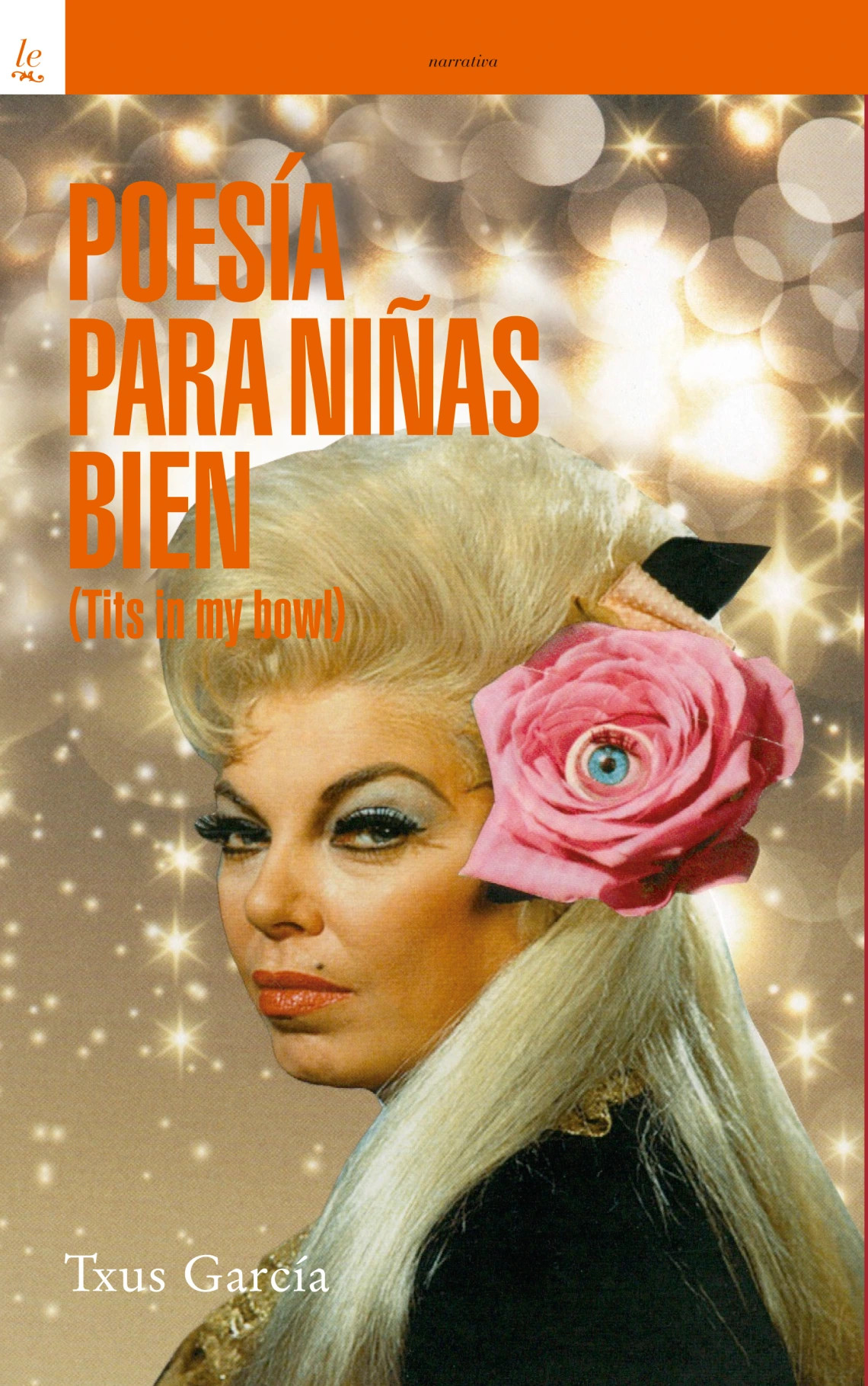 Cubierta del libro Poesía para niñas bien, con retrato de mujer con rosa en el cabello.