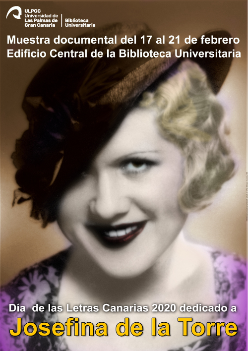 Cartel de la muestra documental en la Biblioteca Universitaria con fotografía de Josefina de la Torre