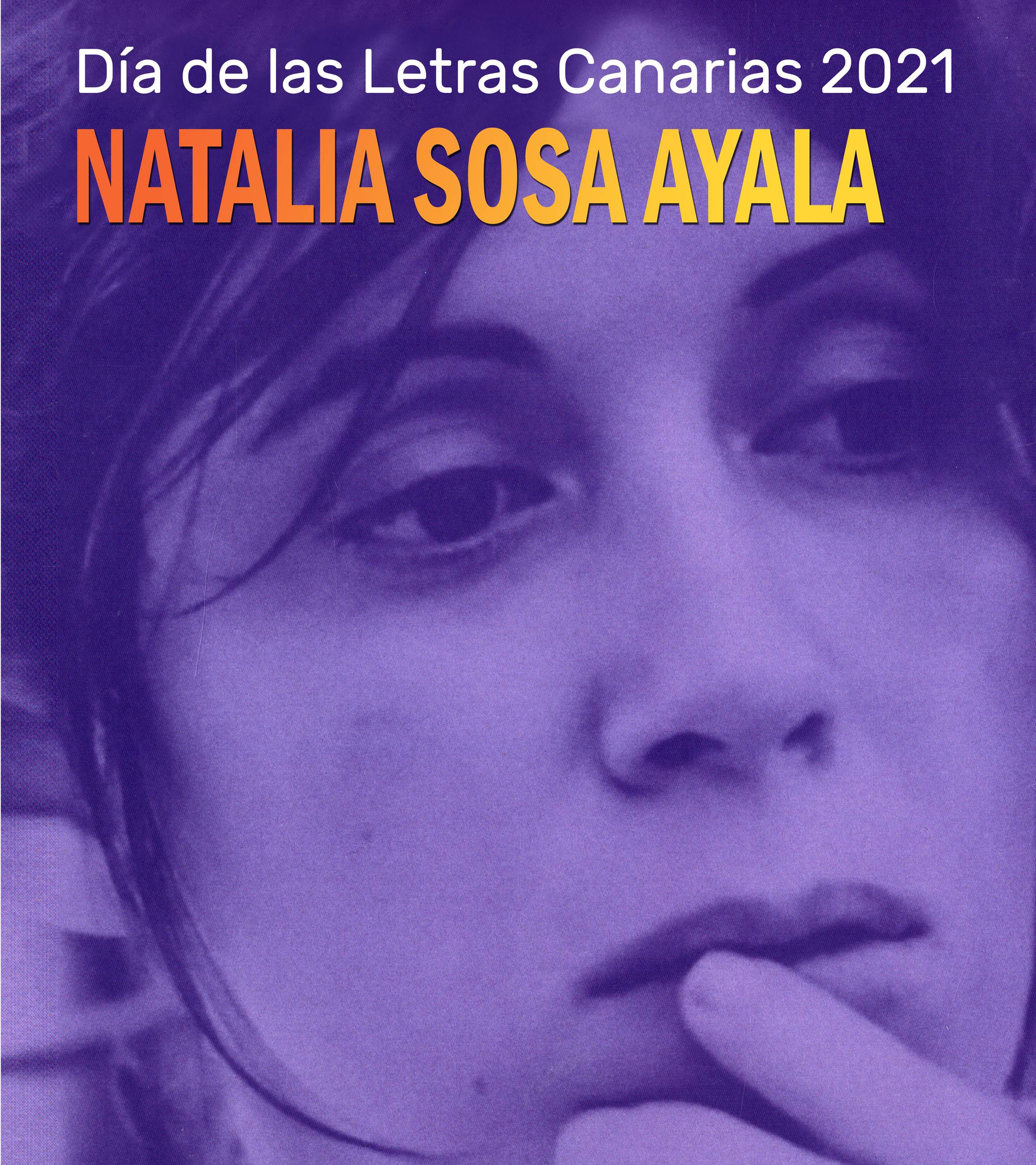 Fotografía de la autora con texto Día de las Letras Canarias 2021. Natalia Sosa Ayala