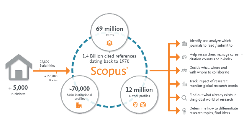 Diagrama con los principales datos de contenido en Scopus