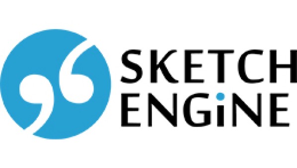 Logotipo de Sketch Engine, con dos comas, una de ellas, invertida