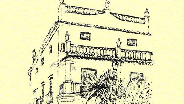 Dibujo de una casa mediterránea de tres plantas