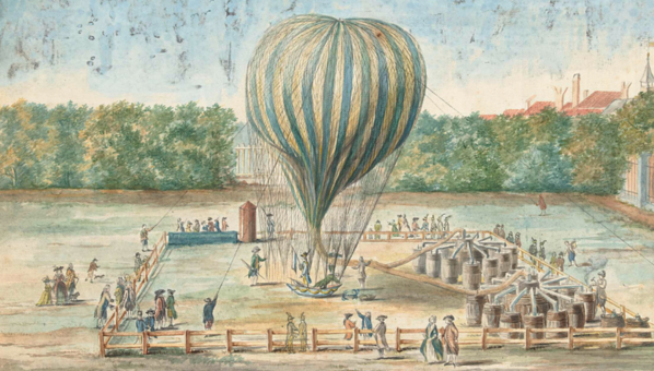 Detalle del cuadro 'El lanzamiento del globo de Blanchard en La Haya en 1785'