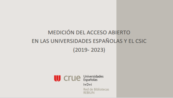 Detalle de la portada del informe 'Medición del acceso abierto en las universidades españolas y el CSIC (2019-2023)'