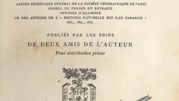 "Portada de la edición de Parías de 1883 con sello de Biblioteca Simón Benítez Padilla"