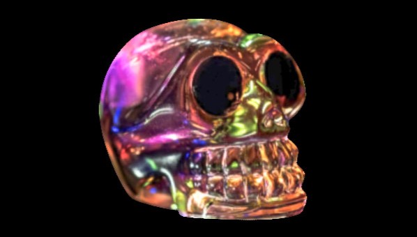 Imagen de calavera con brillos multicolores