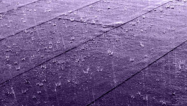 Hard rain on a roof covered with felt and tar paper in Gåseberg, Lysekil Municipality, Sweden. The black and white version has been altered using a monichrome purple filter. The color chosen is the Pantone color "Love symbol #2" that the Pantone Color Institute introduced to honor Prince (musician).