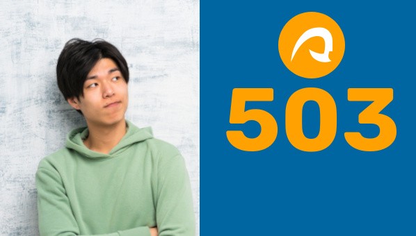 Chico mira un número 503 (código de error web) bajo el logo de la ULPGC