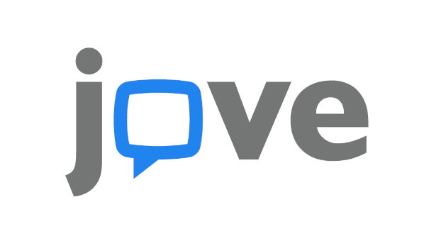 Logo "jove" donde la letra o es un bocadillo de comic con las esquinas rectangulares como un vídeo.