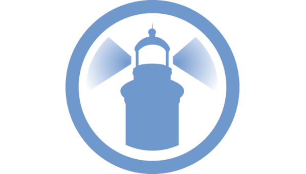 Logo con imagen icónica de un faro emitiendo rayos de luz